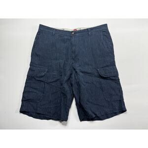 Tommy Bahama Men's Navy Blue Pinstripe Linen Cargo Shorts - Size 33 (34x10.5)